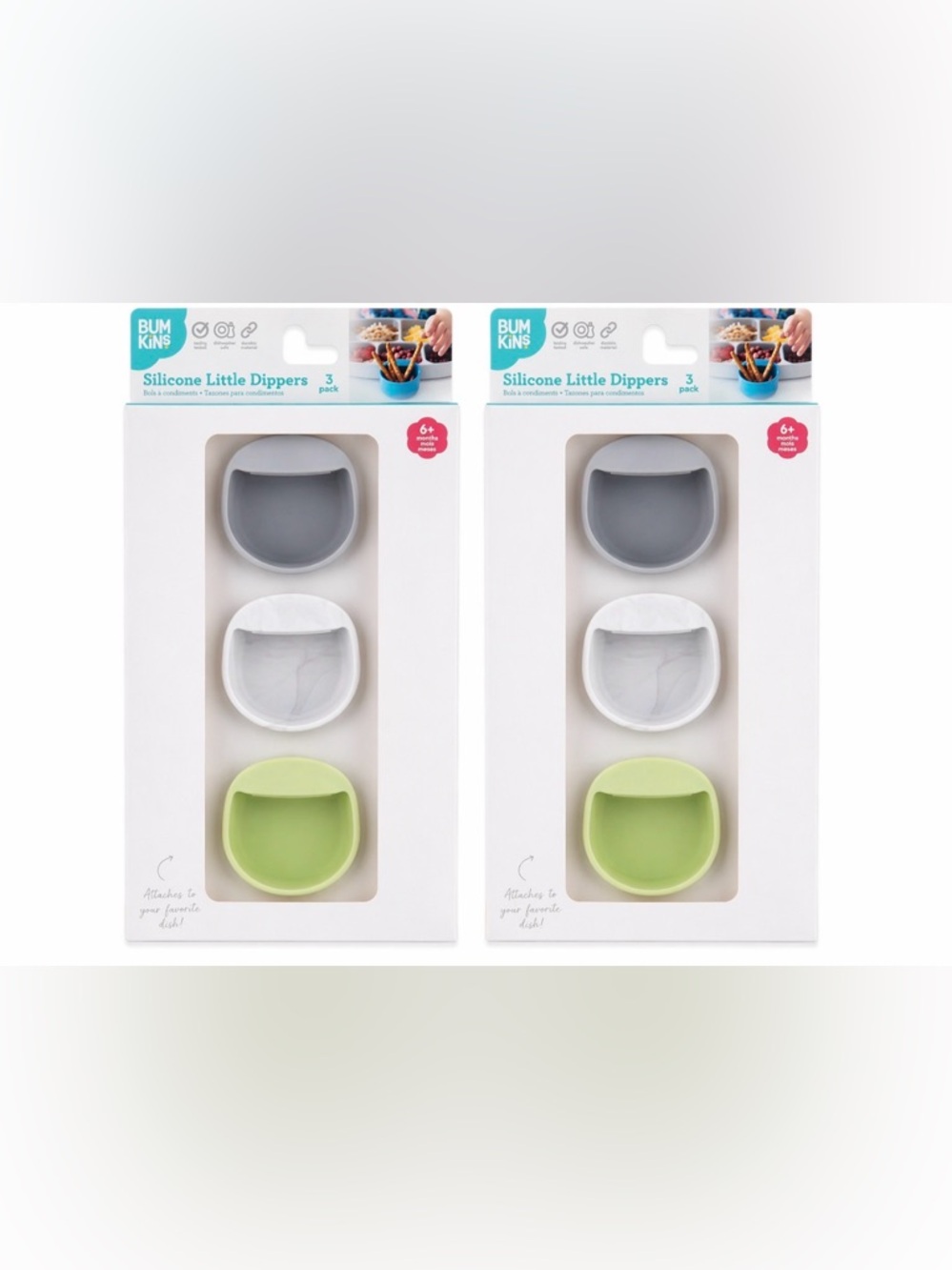 Bumkins Silicone Little Dippers 3-Pack (Bundle of 2) Baby Feeding Cups NIB